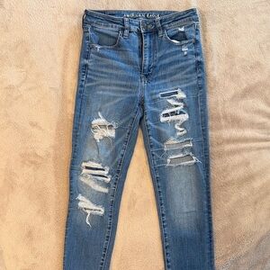 American Eagle Outfitters Women's Ripped Blue Skinny Jeans
